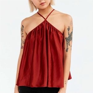 NWOT UO Kimchi Blue Gathered Halter Satin Tank Top